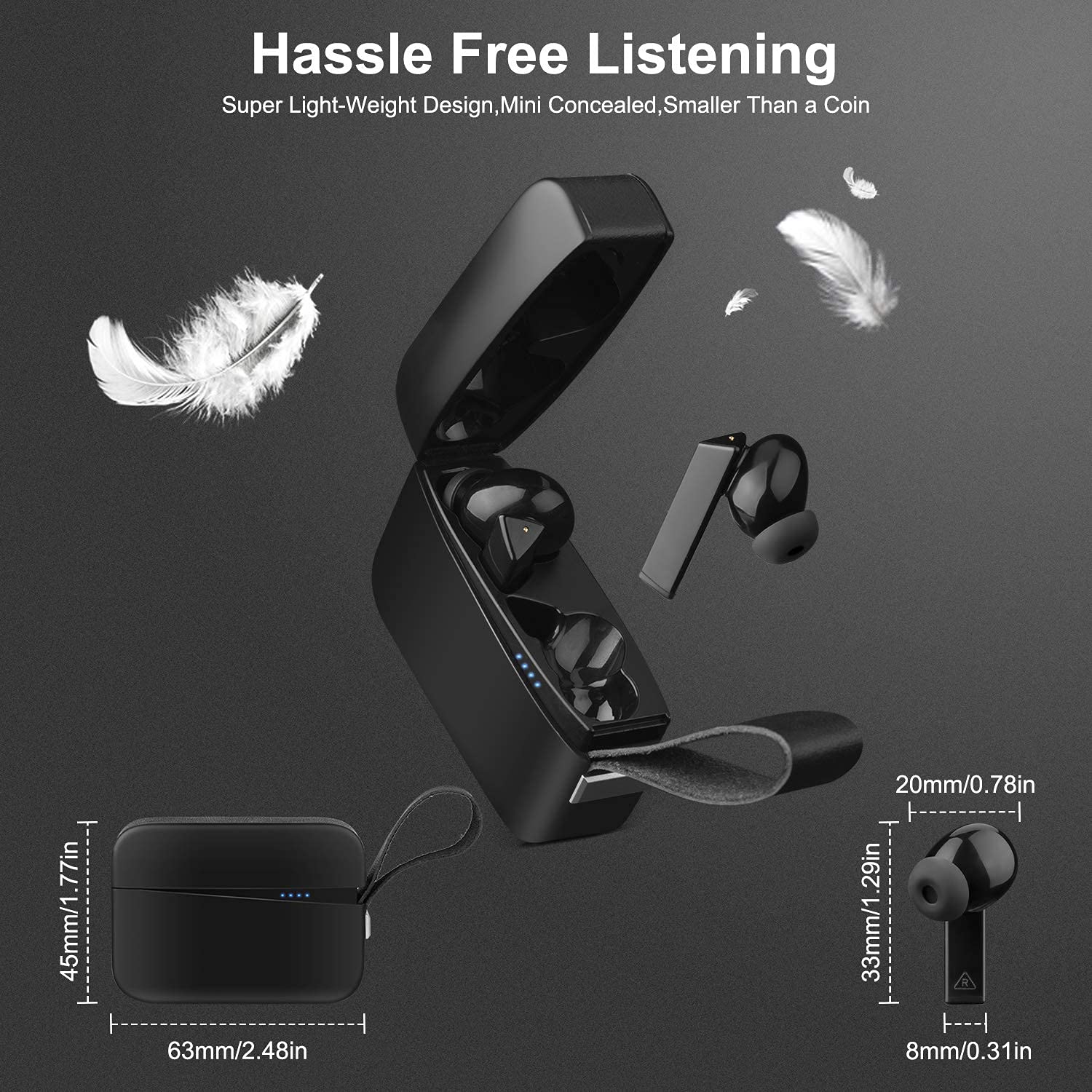 Wireless Earbuds Bluetooth 5.0 Headphones, IPX5 TWS Waterproof Earphones with Hi-Fi Stereo Sound and Built-in Mic, Smart Touch Control in-Ear Headphones with Charging Case for Sport