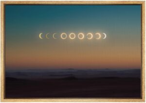 signwin framed canvas wall art moon phase aerial astronomy & space expressive global moon multicolor photography realism warm - 16"x24" natural