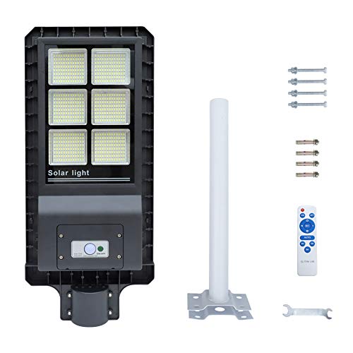 300W Solar Street Light Floodlights Dusk to Dawn,Parking Lot Lights 20000mAH Iron Phosphate Battery LED Outdoor Lighting,24000Lm Light/PIR Motion Sensor for Garage,Patio,Garden,Driveway