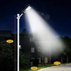 300W Solar Street Light Floodlights Dusk to Dawn,Parking Lot Lights 20000mAH Iron Phosphate Battery LED Outdoor Lighting,24000Lm Light/PIR Motion Sensor for Garage,Patio,Garden,Driveway