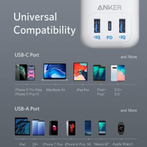 Anker USB C Power Strip with Power Delivery, 3 Outlets and 30W 3 USB (1 USB C, 2 USB A), PowerPort Strip PD 3 with 6ft Long Extension Cord, Flat Plug, for Home, Office, and Dorm Room