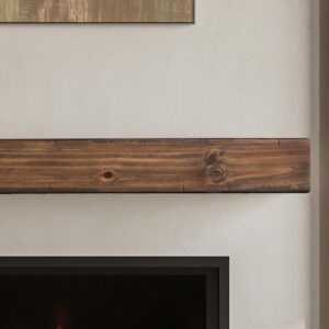mantelsdirect dakota 72 inch pine wood floating fireplace mantel shelf - mocha brown | 9" depth - beautiful wooden rustic mantel for fireplaces, living rooms, electric fireplaces, and below tvs