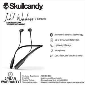 Skullcandy - Ink'd Bluetooth Wireless Earbuds w/Microphone, Noise Isolating Supreme Sound, 8-Hour Rechargeable Battery, Lightweight with Flexible Collar, Black + 5-Pack Face Mask