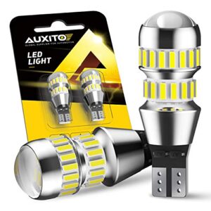 auxito 912 921 led bulbs for backup reverse light bulbs, 2600 lumens 4014 42-smd, 6000k white, non-polarity 906 w16w t15 921 led bulb direct back up turn signal replacement lamp, pack of 2