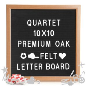 quartet felt letter board with letters and numbers, 10x10" small wooden felt board letter sign for word memo message, 200 white letters & numbers included, baby announcement changeable letter board.
