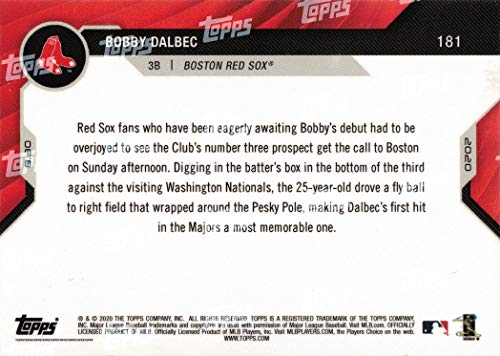 2020 Topps Now Baseball #181 Bobby Dalbec Pre-Rookie Card - Hits Home Run in MLB Debut - Only 1,014 made!