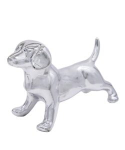 nayothecorgi beagle dog statue - metallic silver standing ceramic dog statue - decorative dog sculpture for garden or home décor - beagle dog outdoor statue - (11.5” x 7.0” x 4.5”)