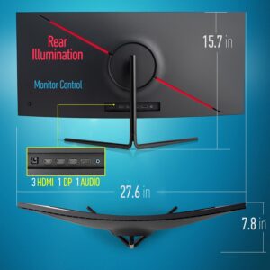 Deco Gear DGVM29PB 29-Inch 2560x1080 100Hz VA Curved Gaming Monitor, 4ms Response Time, 3000:1 Contrast Ratio, sRGB, NTSC 85, DCI-P3, and Adobe RGB Color Accurate