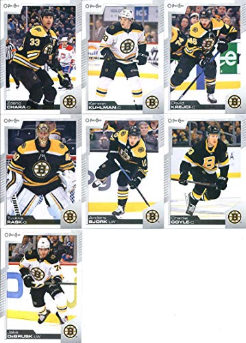 2020-21 O-Pee-Chee Boston Bruins Team Set of 16 Cards: Patrice Bergeron(#43), Ondrej Kase(#98), David Pastrnak(#108), Matt Grzelcyk(#185), Torey Krug(#197), Jaroslav Halak(#198), Jake DeBrusk(#255), Brad Marchand(#333), Charlie McAvoy(#340), Brandon Carlo