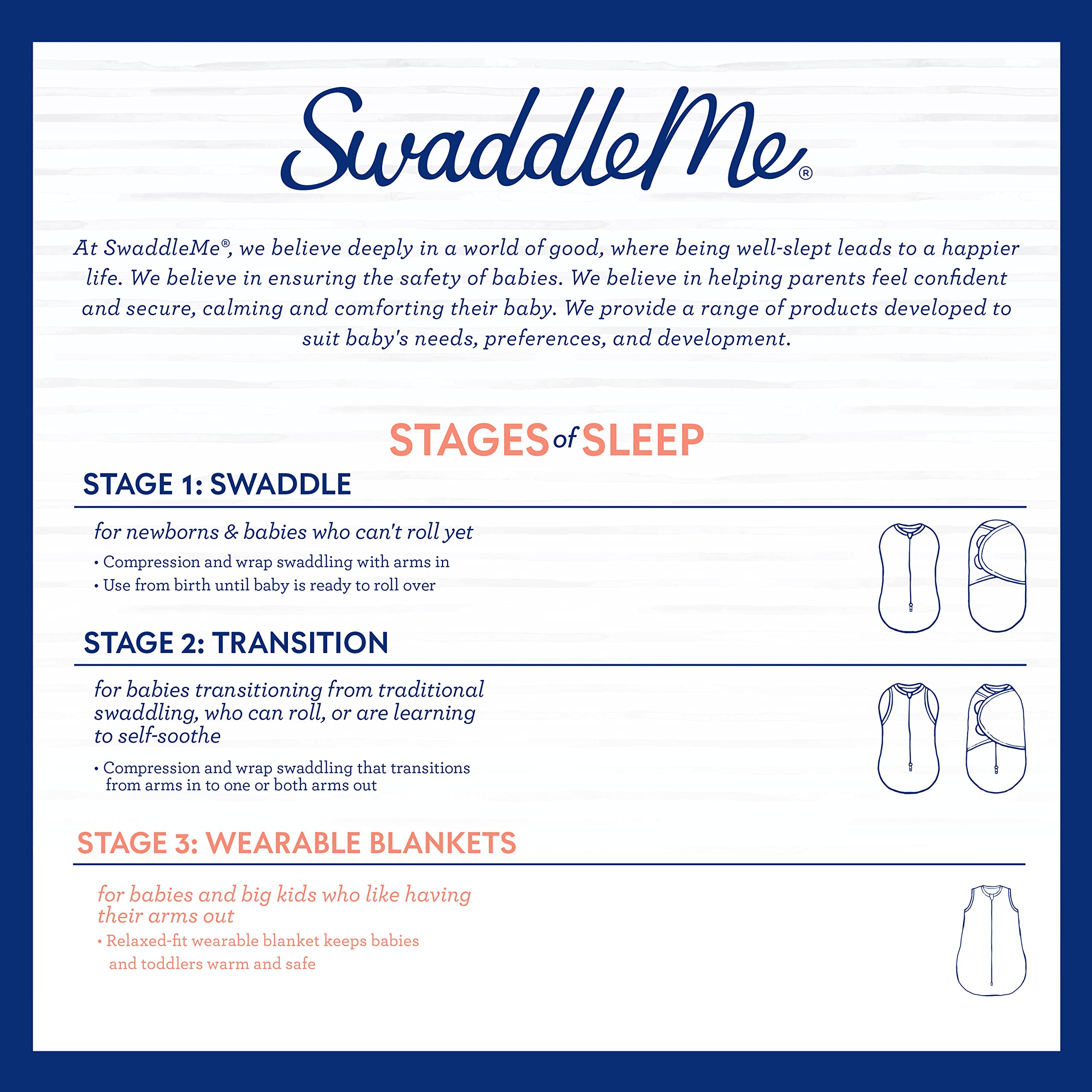 SwaddleMe Night Sack Sleeper, Size Small/Medium, 0-3 Months, Loose-fit Infant Sleep Sack Wearable Blanket Leaves Baby’s Arms Out for Safe, Cozy Sleep, in The Clouds