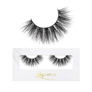 lilly lashes miami lite - natural looking lashes mink | mink lashes | false eyelashes | fluffy lashes | strip lashes | round shaped and fluttery | fake eyelashes 15mm length, reusable up to 15 wears