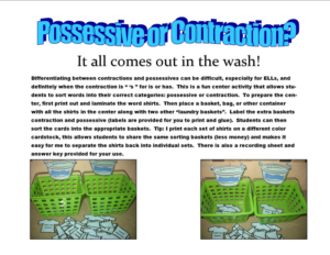 possessive noun or contraction? it all comes out in the wash