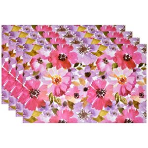50 disposable floral paper place mats 11”x 17” rectangle colorful watercolor flowers coated placemat for spring flower blooms table setting mat dinner bridal shower wedding graduation party decor