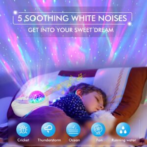 Star Projector, 3 in 1 Galaxy Night Light Projector with Remote Control, Bluetooth Music Speaker & 5 White Noises for Bedroom/Party/Home Decor, Timing Sky Starry Projector for Kids & Adults