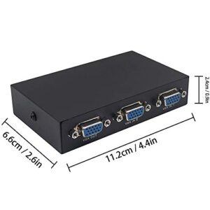 VGA Switch 2 in 1 Out, TAIPOXUN VGA Switch Box 2 Port VGA Switch Press Button Two Way VGA Vedio Switch for TV Moniter Sharing or Switching(Not Support DDC, DDC2,DDC2B Moniter)，2PC Share a VGA Display