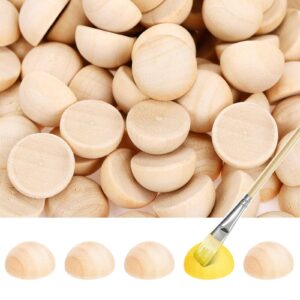 200 pieces half wooden beads unfinished split wood balls half crafts natural balls for paint diy christmas ornament diy projects crafts arts (natural wood color)