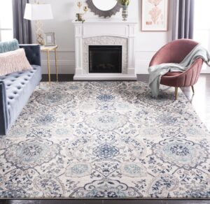 safavieh madison collection area rug - 10' square, cream & light grey, boho chic glam paisley design, non-shedding & easy care, ideal for high traffic areas in living room, bedroom (mad600c)