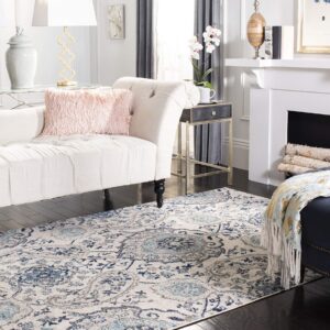 SAFAVIEH Madison Collection Area Rug - 10' Square, Cream & Light Grey, Boho Chic Glam Paisley Design, Non-Shedding & Easy Care, Ideal for High Traffic Areas in Living Room, Bedroom (MAD600C)