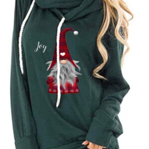 ALBIZIA Women's Joyful Gnome Christmas Sweatshirt Xmas Hoodie T Shirt Top S D-Green