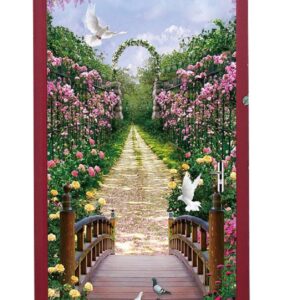 Izielad 3D Garden Flowers Self-Adhesive Door Wallpaper Murals Wall Stickers Peel and Stick Door Poster for Home Decoration Vinyl Removable Art Decal 30.3" x78.7