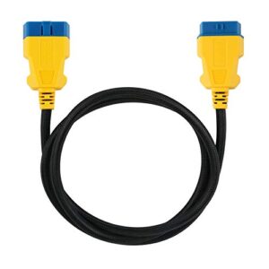 obd wired 150cm 16pin male to female extension cable diagnostic extender cord, yellow (round 16 pin 150cm) (nylon)