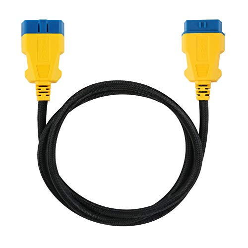 OBD Wired 150cm 16Pin Male to Female Extension Cable Diagnostic Extender Cord, Yellow (Round 16 Pin 150cm) (Nylon)