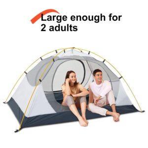 BISINNA 2 Person Camping Tent Lightweight Backpacking Tent Waterproof Windproof Two Doors Easy Setup Free Standing Double Layer Ultralight Tent for Camping Outdoor Hunting Hiking Mountaineering Travel