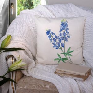 VERSUSWOLF Throw Pillow Covers Blue Texas Watercolor Bluebonnet Cotton Linen Decorative Square Pillowcases Cushion Cover 18 X 18 Inch