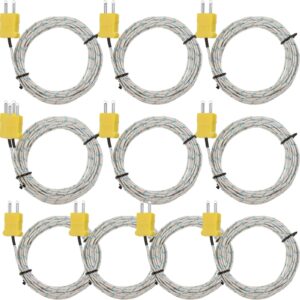 10 pieces 3 meters k type mini-connector thermocouple temperature probe sensor k type thermocouple wire temperature sensing line measure range -50 to 400 celsius, compatible with tm902c/ tes1310