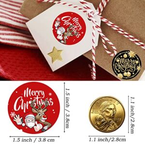 merry christmas stickers labels roll 1.5 inch 5 designs round christmas tags 600 adhesive xmas decorative envelope seals stickers for cards gift envelopes boxes (1.5''-600 pcs)