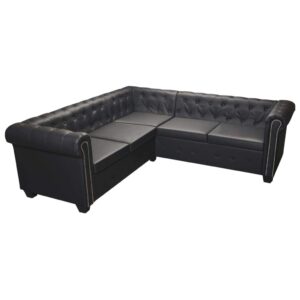 festnight 5-seater sofa faux leather upholstered l-shaped chesterfield corner sofa couch with cushions for living room, home, office furniture 80.7 x 80.7 x 28.7 inches (l x w x h)
