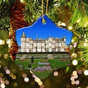 "N/A" UK Scotland Ballater Balmoral Castle Christmas Ceramic Ornament Xmas Tree Decor Souvenirs Double Sided Snowflake Porcelain Home Gifts