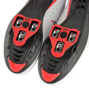 CyclingDeal Bicycle Road Bike Universal Cleat Mount Men's Cycling Shoes White with 9-Degree Floating Look ARC Delta Compatible Cleats Compatible with Peloton Indoor Bikes Pedals Size 49