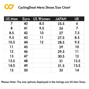 CyclingDeal Bicycle Road Bike Universal Cleat Mount Men's Cycling Shoes White with 9-Degree Floating Look ARC Delta Compatible Cleats Compatible with Peloton Indoor Bikes Pedals Size 49