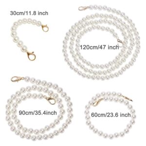 4PCS DIY Imitation Pearl Beads Short Long Handle Shoulder Cross Body Bag Handbag Chains Accessories with Metal Buckles