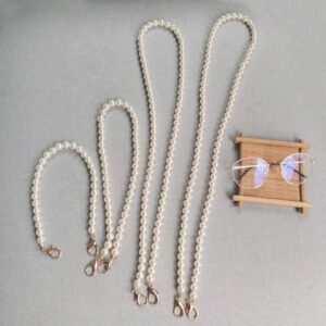 4PCS DIY Imitation Pearl Beads Short Long Handle Shoulder Cross Body Bag Handbag Chains Accessories with Metal Buckles