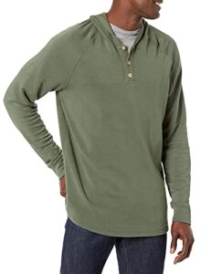 velvet by graham & spencer men's cameron luxe fleece long sleeve hoodie, locust, l