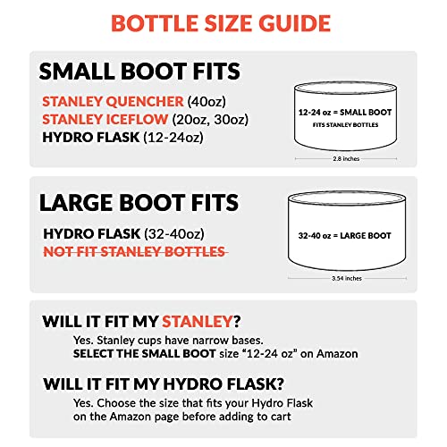 REUZBL Protective Silicone Bottle Boot for Owala FreeSip 40 oz, Hydro Flask 32-40 oz, Iron Flask, Takeya, Thermoflask, and Similar Wide Mouth Water Bottles, Protective Bottle Accessory