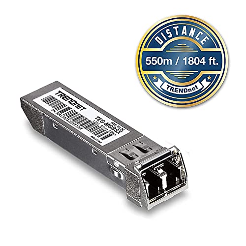 TRENDnet SFP Multi-Mode LC Module 4-Pack, TEG-MGBSX/4, Transmission Up to 550m (1804 Ft), Mini-GBIC, Hot Pluggable, IEEE 802.3z Gigabit Ethernet, Supports Up to 1.25 Gbps, Lifetime Protection