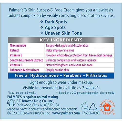 Palmer's Skin Success Anti-Dark Spot Fade Cream with Vitamin E and Niacinamide, Helps Reduce Dark Spots and Age Spots, Face Cream for All Skin Types, 4.4 Ounce