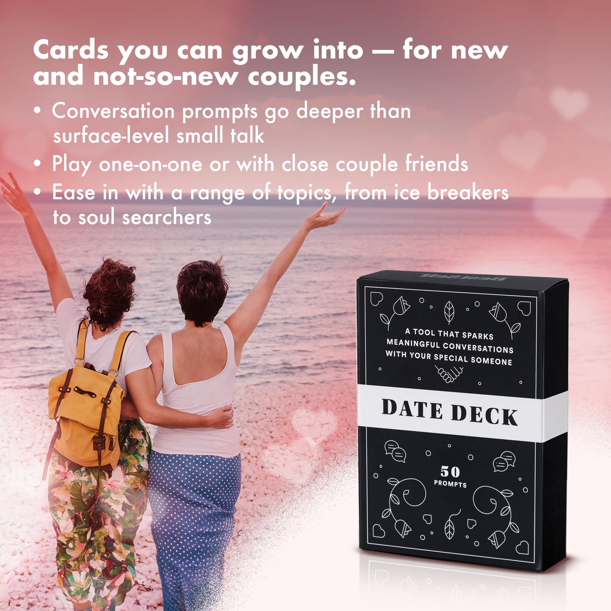 BestSelf Co. Date Deck - Couples Card Game with 50 Conversation Starters for Fun and Meaningful Date Nights, Adults Game