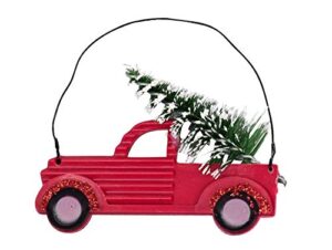 greenbrier merry by christmas house red pickup truck ornaments