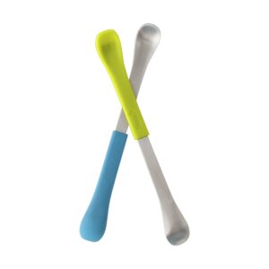 boon swap 2-in-1 baby spoon, gray/mint (pack of 2)