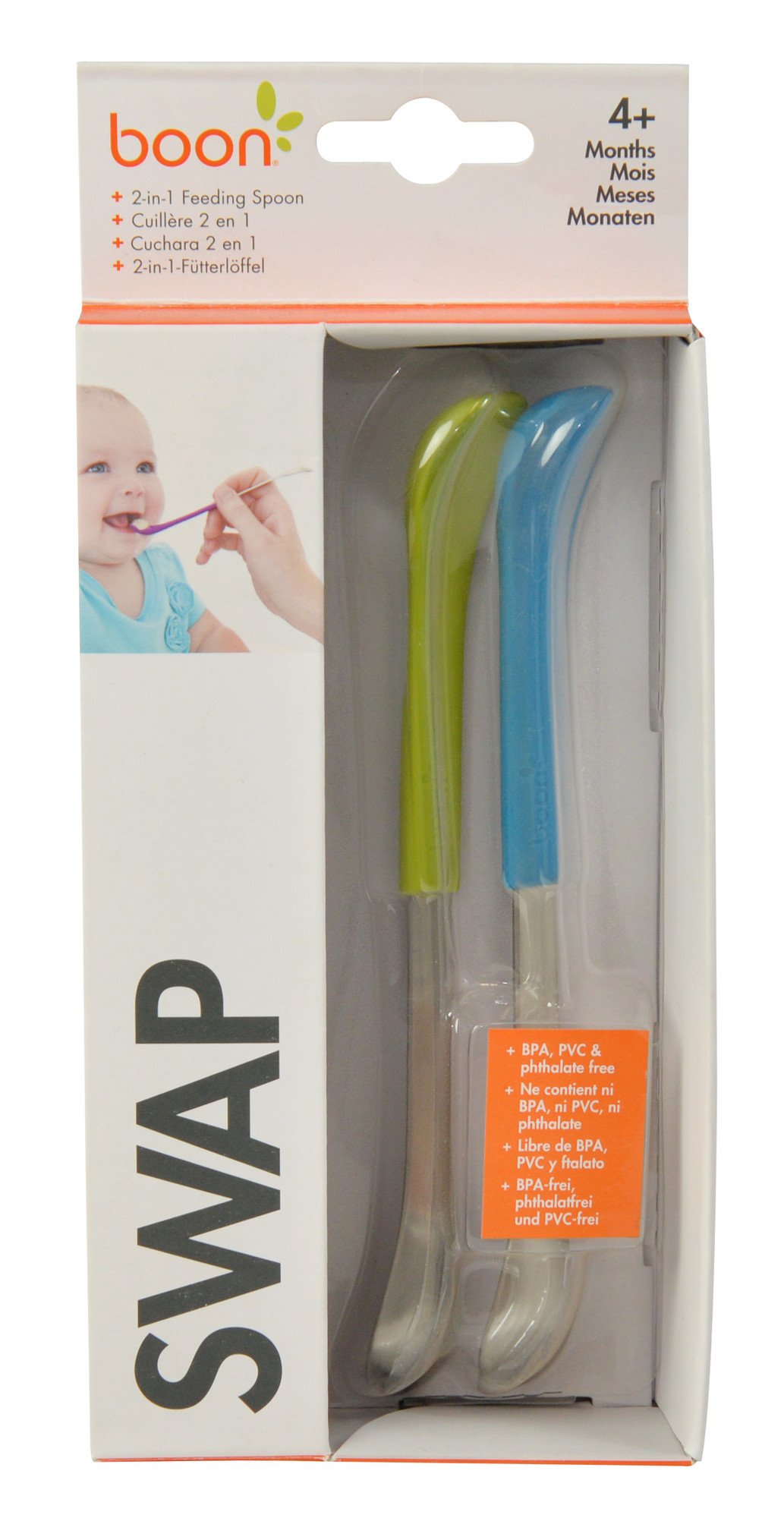 Boon SWAP 2-in-1 Baby Spoon, Gray/Mint (Pack of 2)