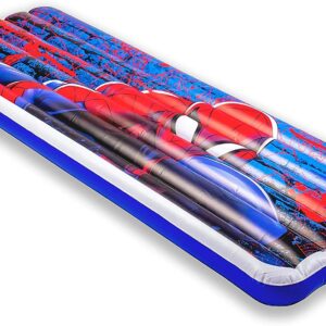 Living iQ Jr Twin-Size Kids Inflatable Air Bed, Blow-Up Mattress with Disney Marvel Spider-Man Theme, Waterproof & Puncture Resistant Vinyl, Lightweight & Portable for Travel, Hotel, Camp & Sleepover