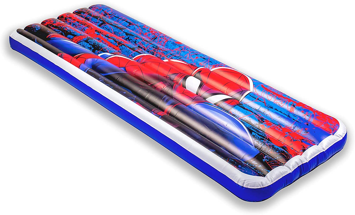 Living iQ Jr Twin-Size Kids Inflatable Air Bed, Blow-Up Mattress with Disney Marvel Spider-Man Theme, Waterproof & Puncture Resistant Vinyl, Lightweight & Portable for Travel, Hotel, Camp & Sleepover