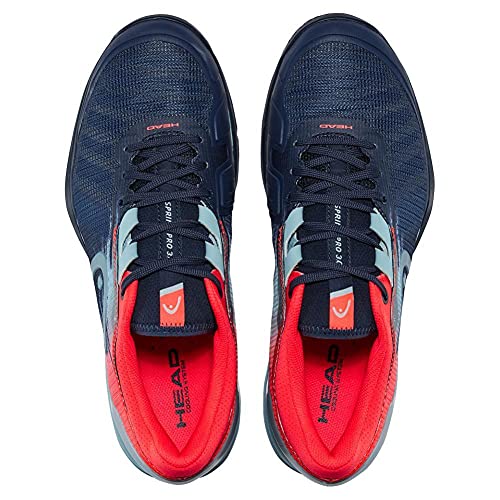 HEAD Sprint Pro 3.0 Tennis Court Shoes for Men-Dress Blue/Neon Red, 8, 8