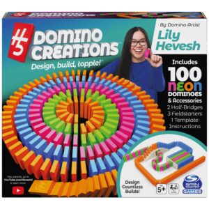 H5 Domino Creations 100-Piece Neon, Kids Games for Game Night, Building Toys for Outdoor Games, Lily Hevesh Dominoes Set for Adults & Kids Ages 5+