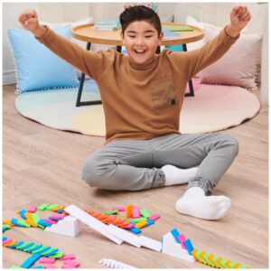 H5 Domino Creations 100-Piece Neon, Kids Games for Game Night, Building Toys for Outdoor Games, Lily Hevesh Dominoes Set for Adults & Kids Ages 5+