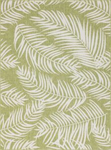 unique loom outdoor botanical collection area rug - palm (9' x 12' rectangle, green/ ivory)